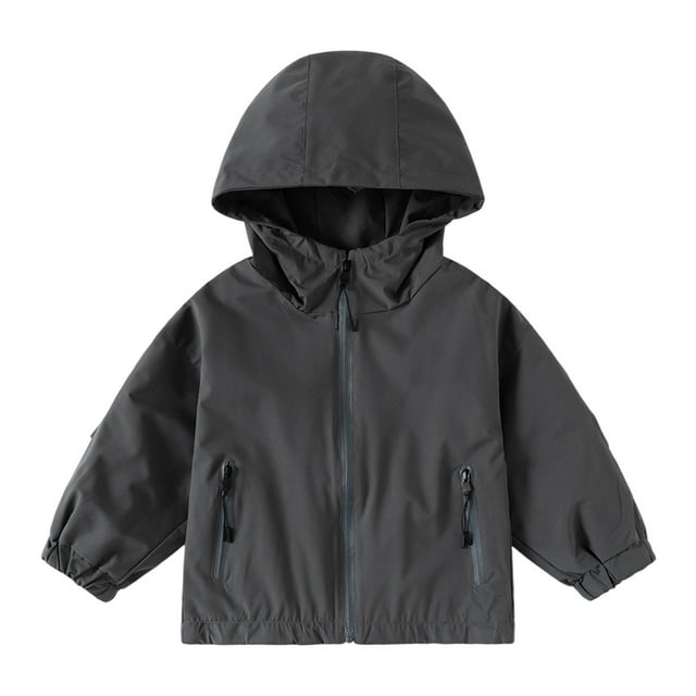 MIASHUI Manteau Léger pour Garçons Veste à Capuche Polyvalente pour Enfants pour Activités de Plein Air et Usage Quotidien Gris, 6-7 Ans
