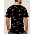 thumbnail image 4 of Men's T-shirt with pink shark design printed on a black background with a 3D full-body print, perfect for everyday wear and outdoor activities, 4 of 6