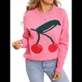thumbnail image 1 of Suéteres de Punto Gruesos y Bonitos para Mujer, Modernos, con Estampado de en 3D, para Otoño e Invierno, Cálidos, con Cuello Redondo, Tops de Punto. Rosa M, 1 of 10