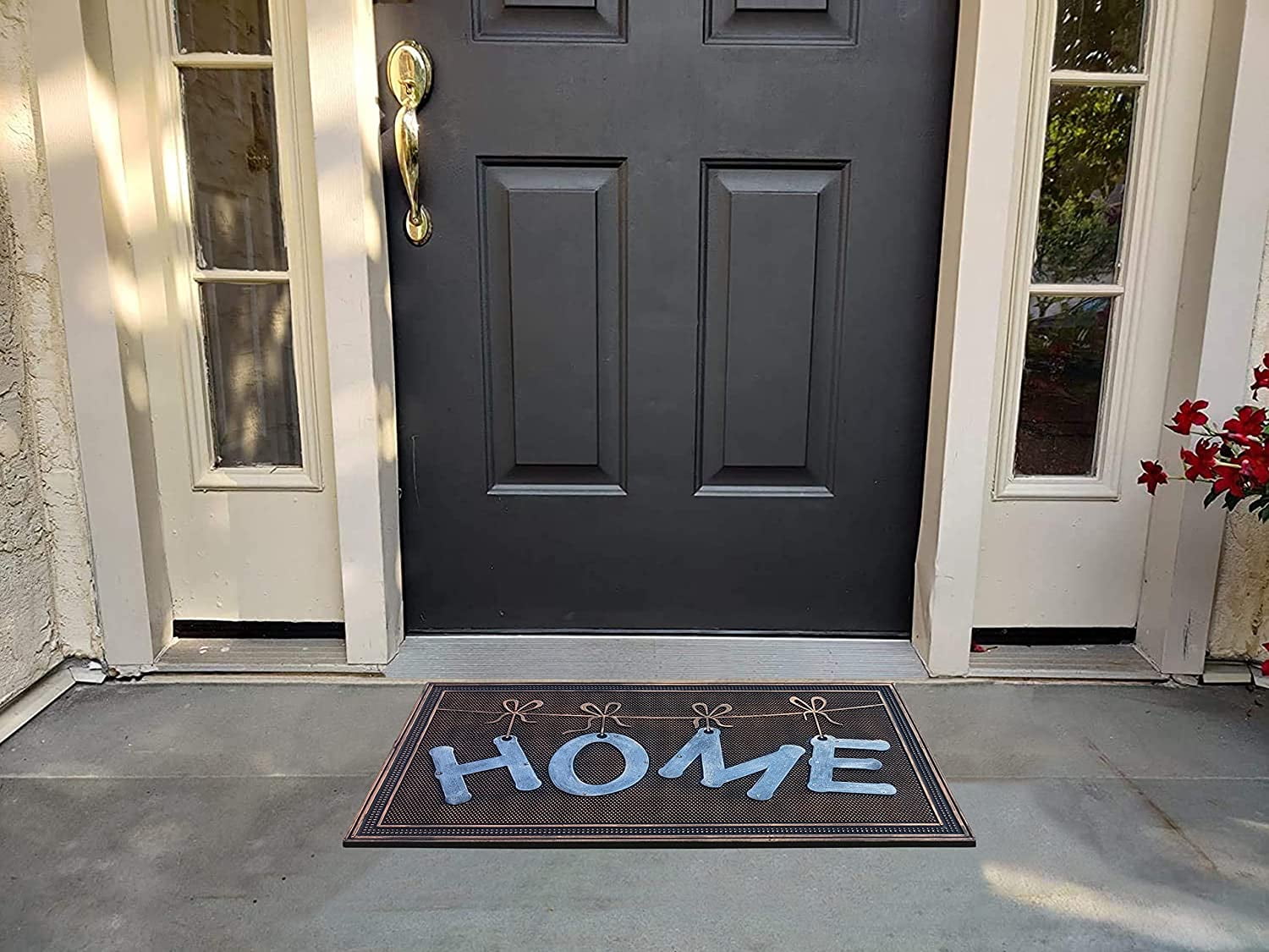 A1HC Rubber Pin Doormat for Outdoor Entrance, Home Designed Copper Floor Mat, Non-Slip Backing Welcome Door Mat, 18x30