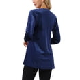 thumbnail image 3 of BLUSA DE VELVET PARA MUJER INSPIRE CHIC CON CUELLO EN V Y MANGAS LARGAS, AJUSTE HOLGADO, T-SHIRT M AZUL OSCURO, 3 of 6