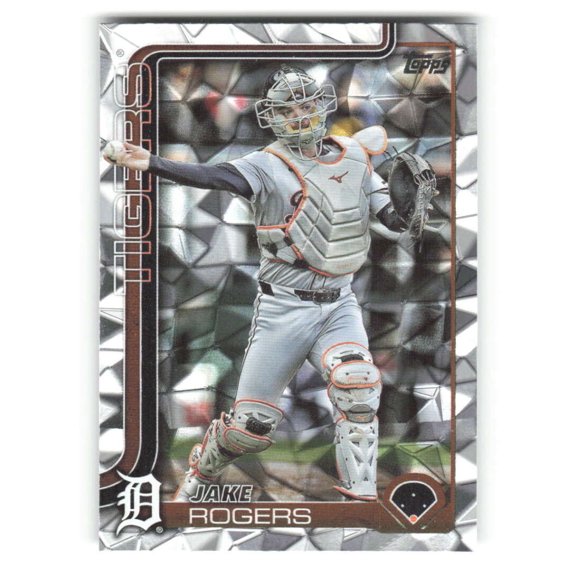 Collectible 2025 Topps Diamante Foil #55 Jake Rogers Detroit Tigers Series 1 MLB Baseball Trading Card