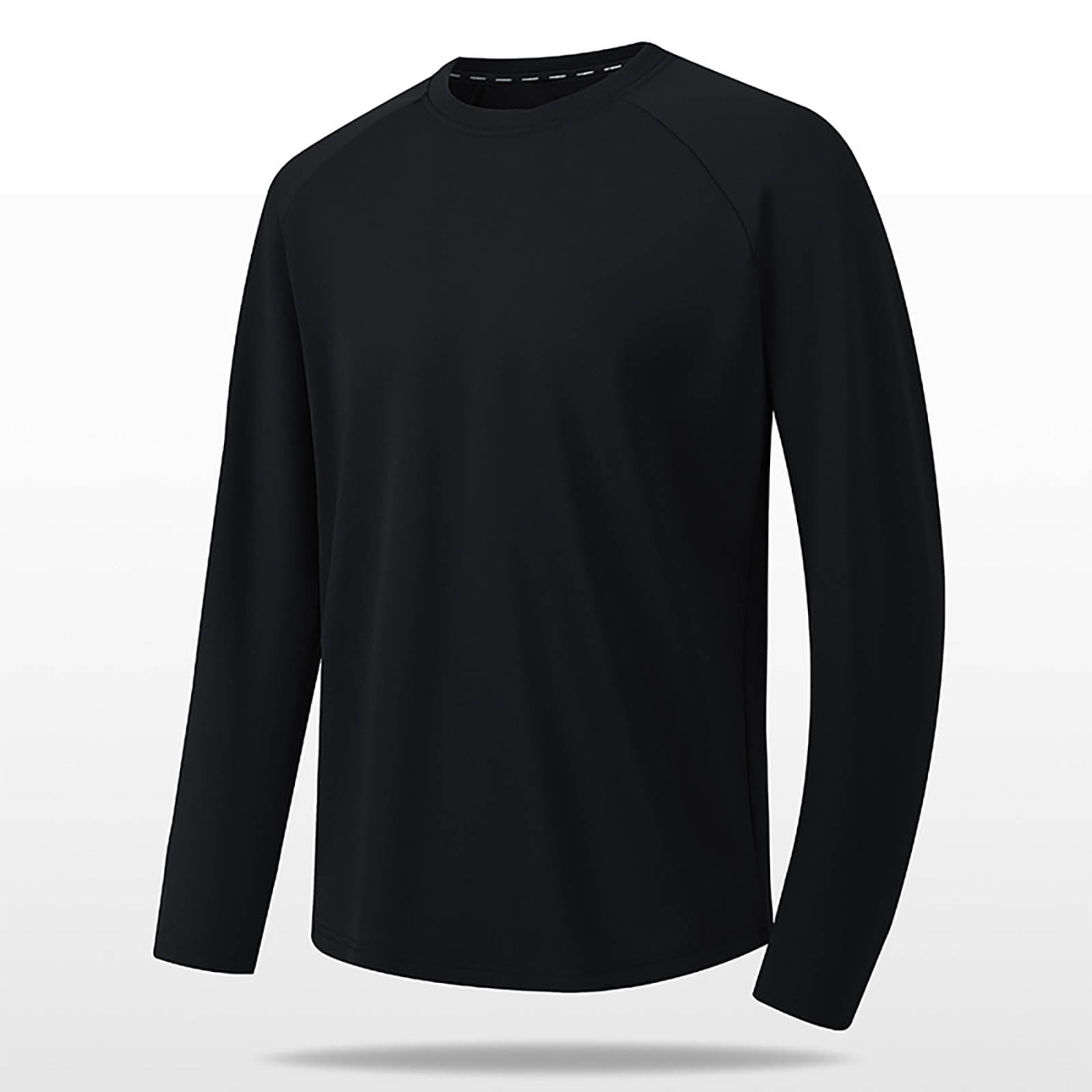 VSSSJ Men's Athletic T-Shirts Long Sleeve Raglan Crew Neck Muscle Fit Workout Fitness Running Solid Color Basic Pullover Shirt Black XXXL