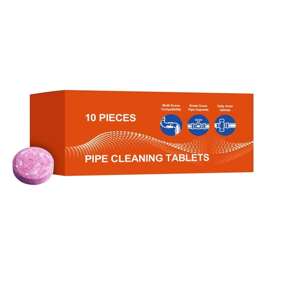 Pipe Cleaning Tablets – 10-Count Effervescent Drain Cleaner, Removes Grease & Odors (Orange)