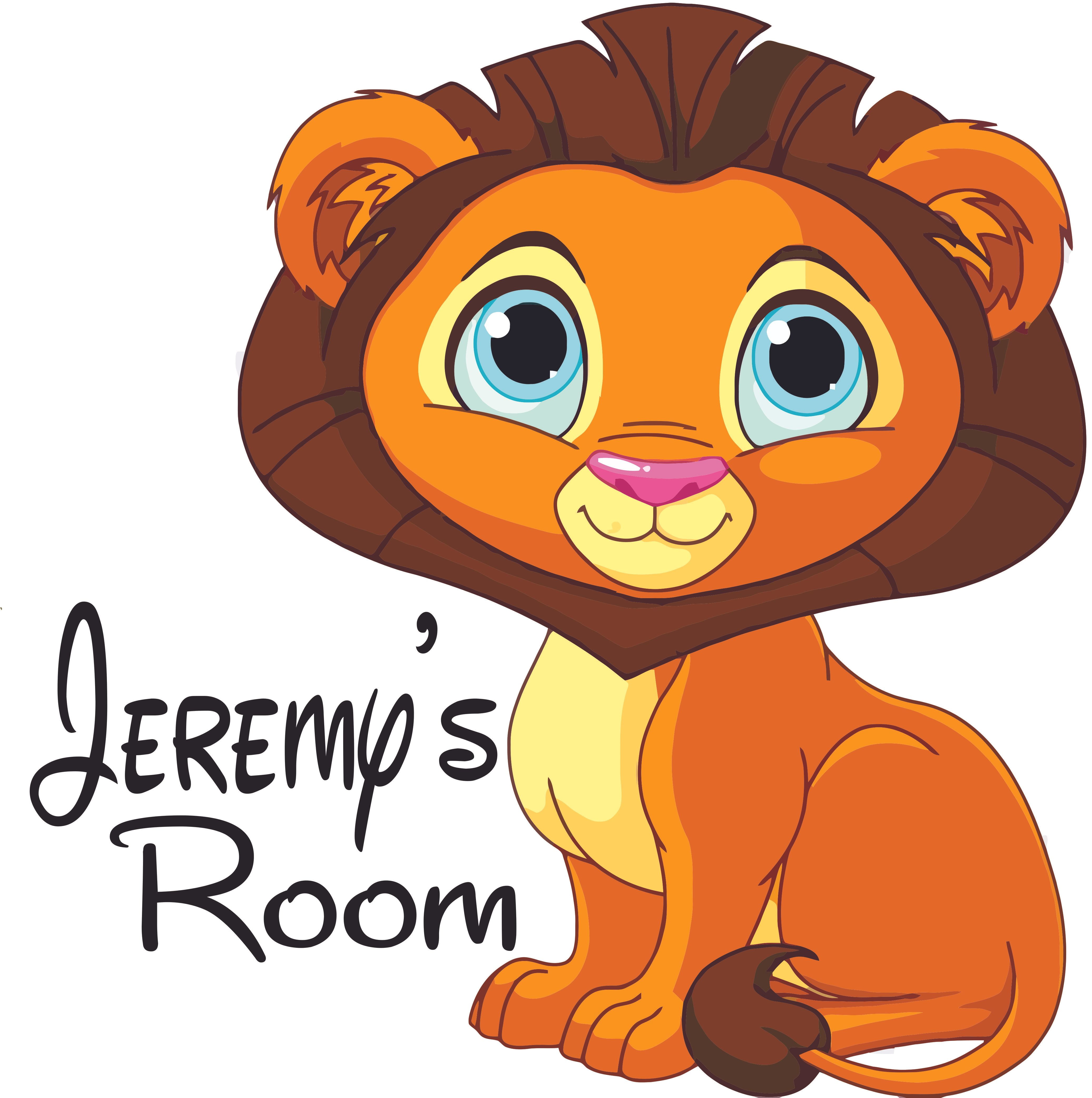 Custom Name Wall Decal with King of the Jungle Lion Sticker Art for Nursery Room 