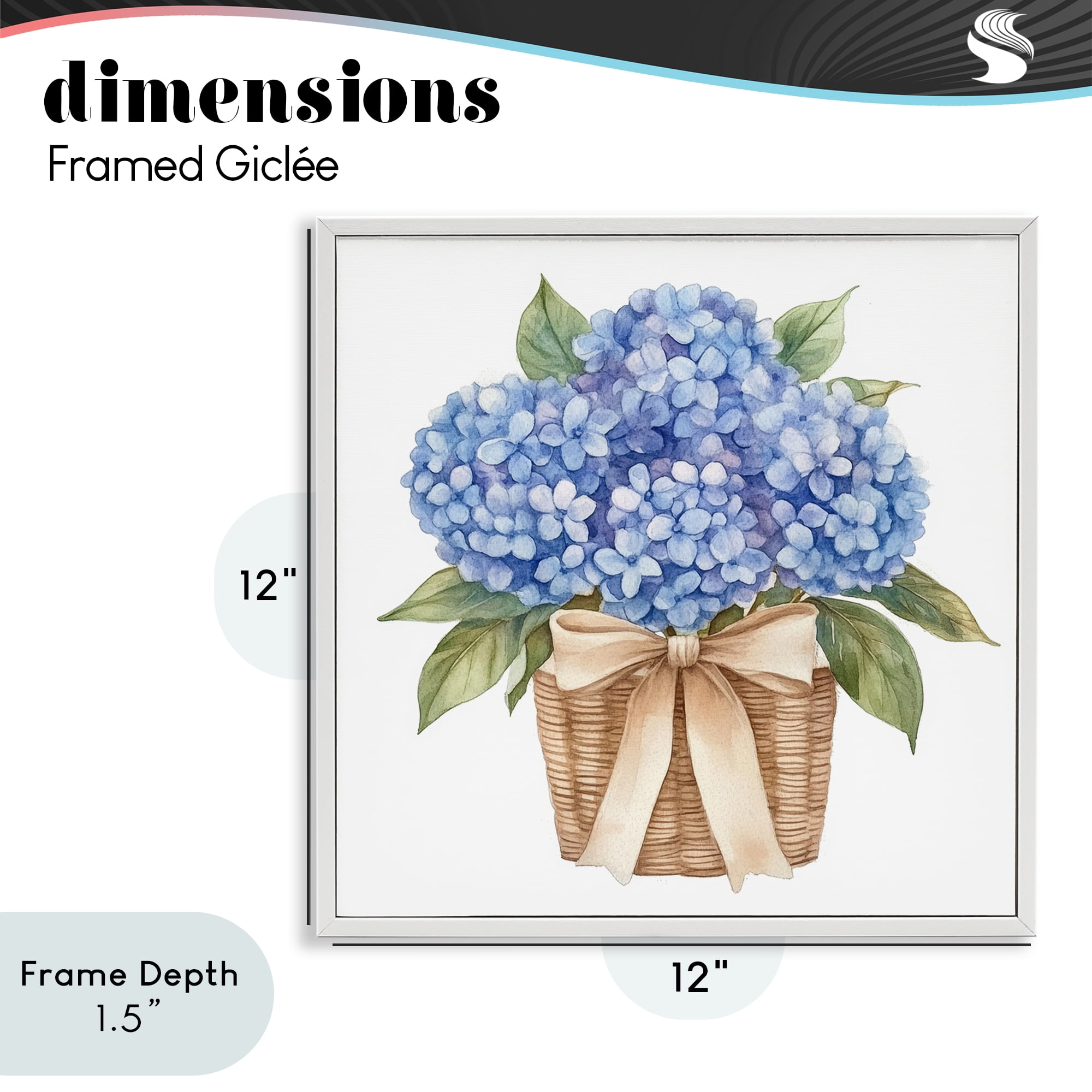 Stupell Industries Blue Hydrangea Picnic Basket White Framed Giclee Art, design by Petal Prints Design