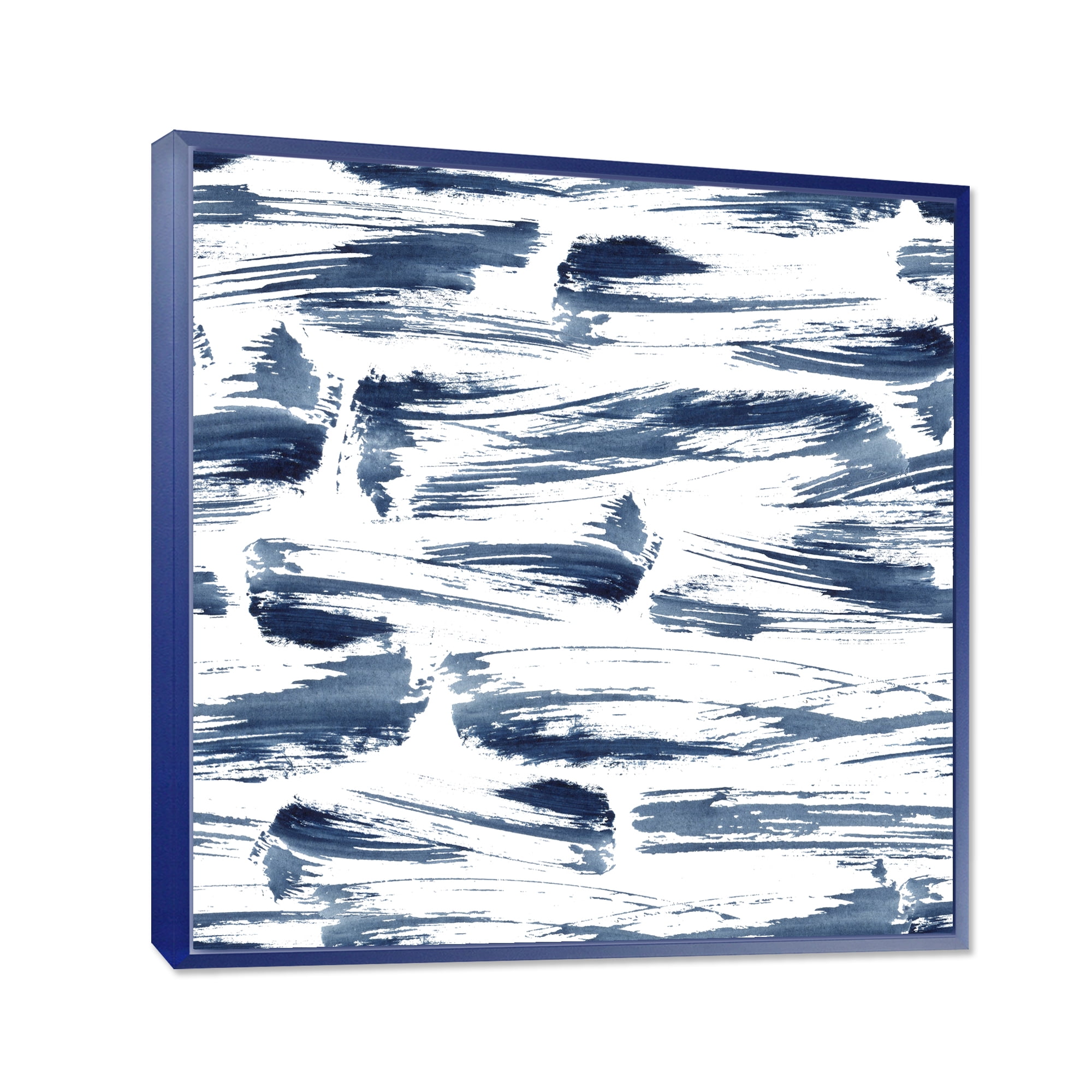 Designart 'Blue Abstract Aquatic Texture' Modern Framed Canvas Wall Art Print