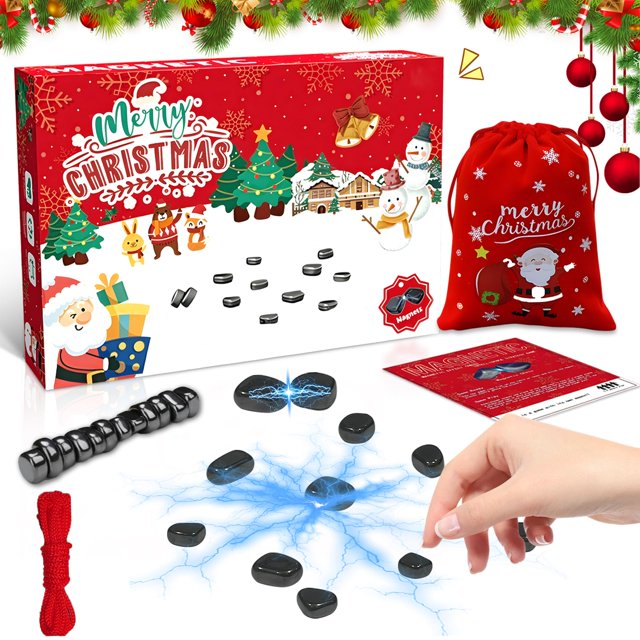 Juego de ajedrez magnético TXP Christmas con piedras y bolsa de almacenamiento
