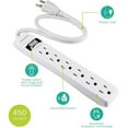 thumbnail image 2 of Philips - 2 Pack 6 Outlet Surge Protector, 450 Joule Protection, White, 2 of 4