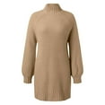 thumbnail image 5 of Prolriy Sweater Dresses for Women 2024 Trendy Autumn Winter Long Sleeve Turtleneck Solid Color Casual Sweater Dress Ladies Sweater Dress Womens Sweater Dress Khaki S, 5 of 6