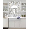 thumbnail image 3 of Grey Brown Botanical Swag Kitchen Curtains Sets for Windows 24 Inch Length, Watercolor Summer Leaf Spring Short Window Curtain Panels Swags Valances and Tiers 3 Piece Set for Cafe/Dining Room, 3 of 5