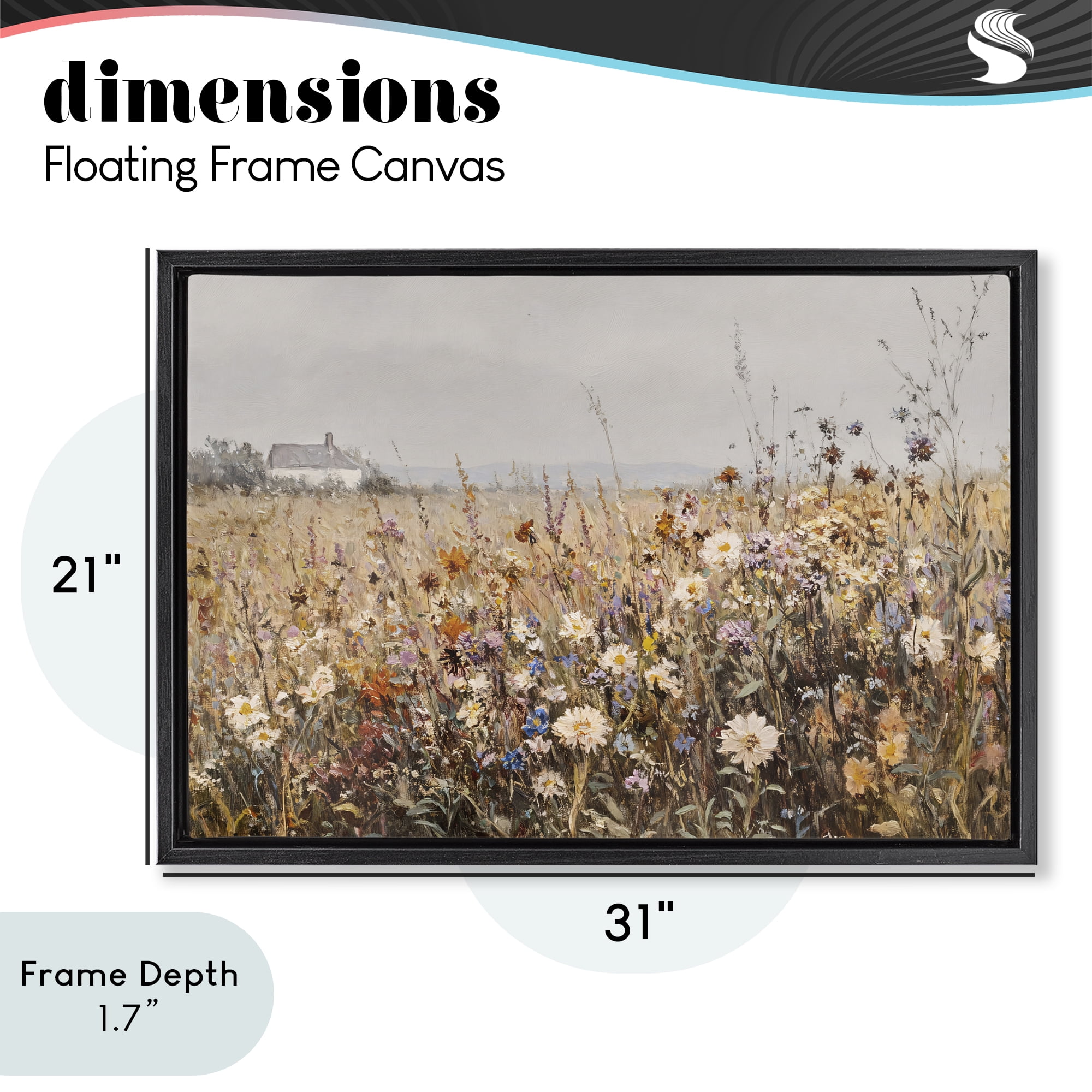 Stupell Industries Quaint Cottage Meadow Black Framed Floater Canvas Wall Art, design by Jacky Ngan