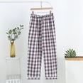thumbnail image 2 of Busydd Men Pajama Pants Trendy Plaid Loungewear Pants Elastic Waist Baggy Casual Pants Lightweight Comfy Straight Leg Pants Drawstring Cotton Sleepwear with Pockets, 2 of 4
