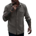 thumbnail image 2 of Men's Button Down Shirts Black Big and Tall Long Sleeve Solid Turndown Collar Casual Button Front Zipper Blouse, 2 of 8