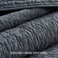 thumbnail image 3 of EVERGRACE Cross Stitch Pre-Washed Cotton Quilt Bedding Set King Size, Oversized 3 Pieces Lightweight Bedspread Coverlet for All Season, with 2 Matching Shams, Midnight Blue, 108"x96", 3 of 8