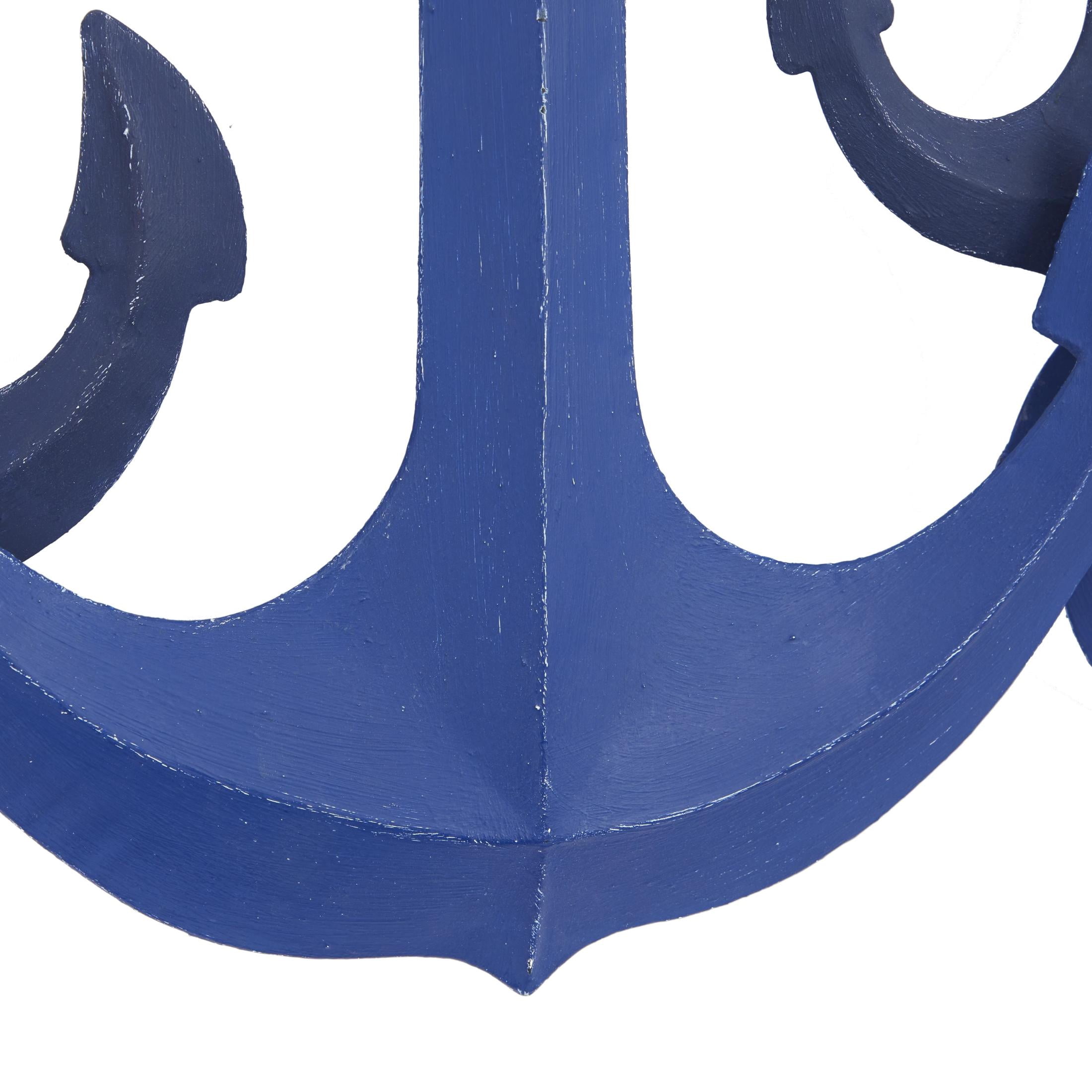 DecMode Blue Metal Indoor Outdoor Anchor Wall Decor with White Rope Detailing
