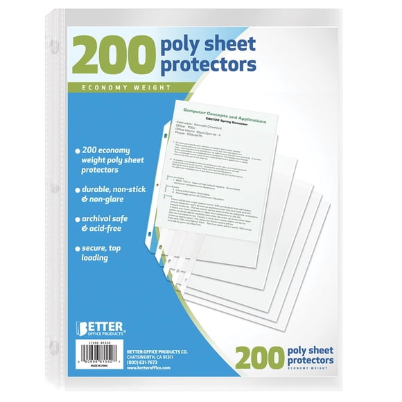 Protectores de sábanas Better Office Products, 200 unidades