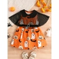 thumbnail image 3 of Suealasg Little Girl Halloween 2Pcs Outfit Pumpkin Ghost Bat Print Sleeveless Tank Dress +Black Cover-Ups 1T 2T 3T 4T 5T 6T Kids Toddler Girls Fall Halloween Clothes, 3 of 8