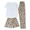 thumbnail image 3 of DHFJKG Womens Pajama Sets 3 Piece Sleepwear Heart Print Short Sleeve Top With Shorts And Pants Loungewear Comfy Nightwear Leisure Home Clothes, 3 of 7