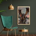 thumbnail image 2 of Fantasy World Wall Art with Frame, Illustration of 3 Headed Breathing Dragon Large Monster Gothic Theme, Printed Fabric Poster for Bathroom Living Room, 23" x 35", Brown Grey, by Ambesonne, 2 of 2