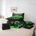 thumbnail image 4 of Green Race Car Comforter Set Twin 7 Piece Racing Car Bedding Set With Sheets For Teen Men,Black White Racing Checkered Flag Bed In A Bag Extreme Sports Theme Bed Set, 4 of 5