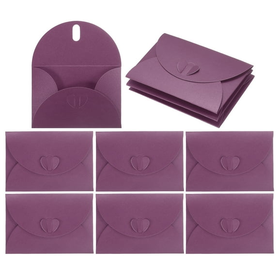 Uxcell Mini Envelopes, 25 Pack Greeting Card Envelopes with Heart Clasp Tiny Items Storage, Purple Red 4" x 2.8"