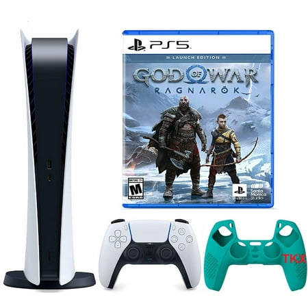2023 Newest PlayStation_PS5 Gaming Console Digital-Version Bundle with God of War Ragnarök| Silicone Controller Cover Skin