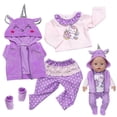 thumbnail image 4 of AmaMary Cotton Purple Unicorn Outfit for 16-18 inch Dolls – 4-Piece Jacket Long Sleeve Pants Socks Set for Girls Fantasy Dress-Up Birthday Holiday Imaginative Play, 4 of 5