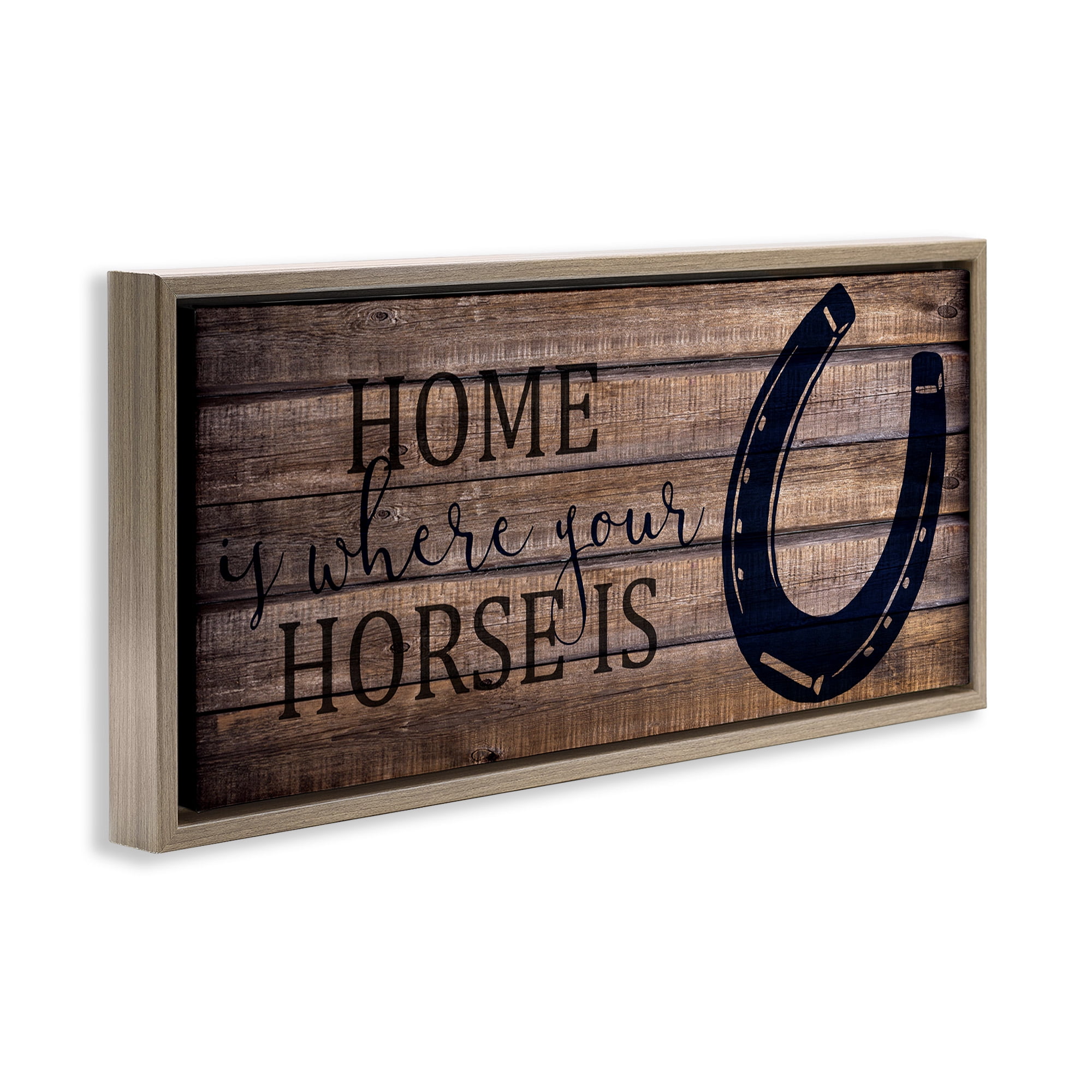 Stupell Industries Western Home Where Horse Is Typography Painting Brown Floater Framed Canvas Art Print Wall Art, 25 x 11