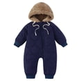 thumbnail image 1 of dmqupv Robe Barboteuse Tutu Bébé Fille Arrivée d'Hiver Bébé Épaissi Chaleur Tenue d'Extérieur pour Garçons Filles Combinaison de Ramper Doublée en Molleton Bleu Marine, Taille pour 18-24 Mois, 1 of 6