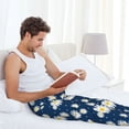 thumbnail image 4 of Uemuo Daisies Flowers Pattern Men's Wide Leg Palazzo Lounge Pants with Pockets Light Weight Loose Comfy Casual Pajama Pants-Medium, 4 of 9