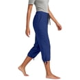 thumbnail image 6 of DuoJiaJ Womens Capri Pants, Elastic Waist with Pockets Loose Fit Casual Blue L, 6 of 7