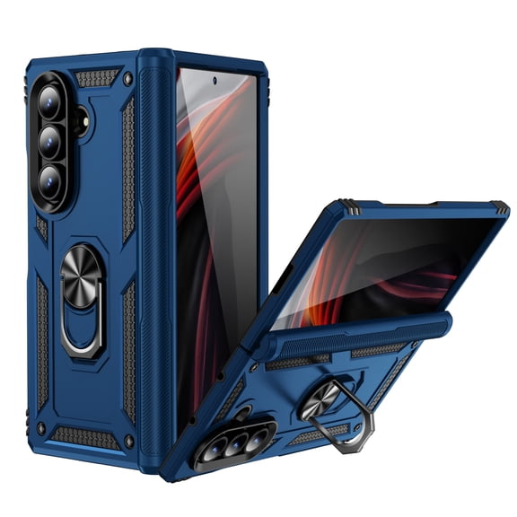 Lunvic for Samsung Galaxy Z Fold 8 Ultra Case, 360 Rotating Ring Kickstand Hinge Defense Heavy-Duty Shockproof Armor Cover, Blue