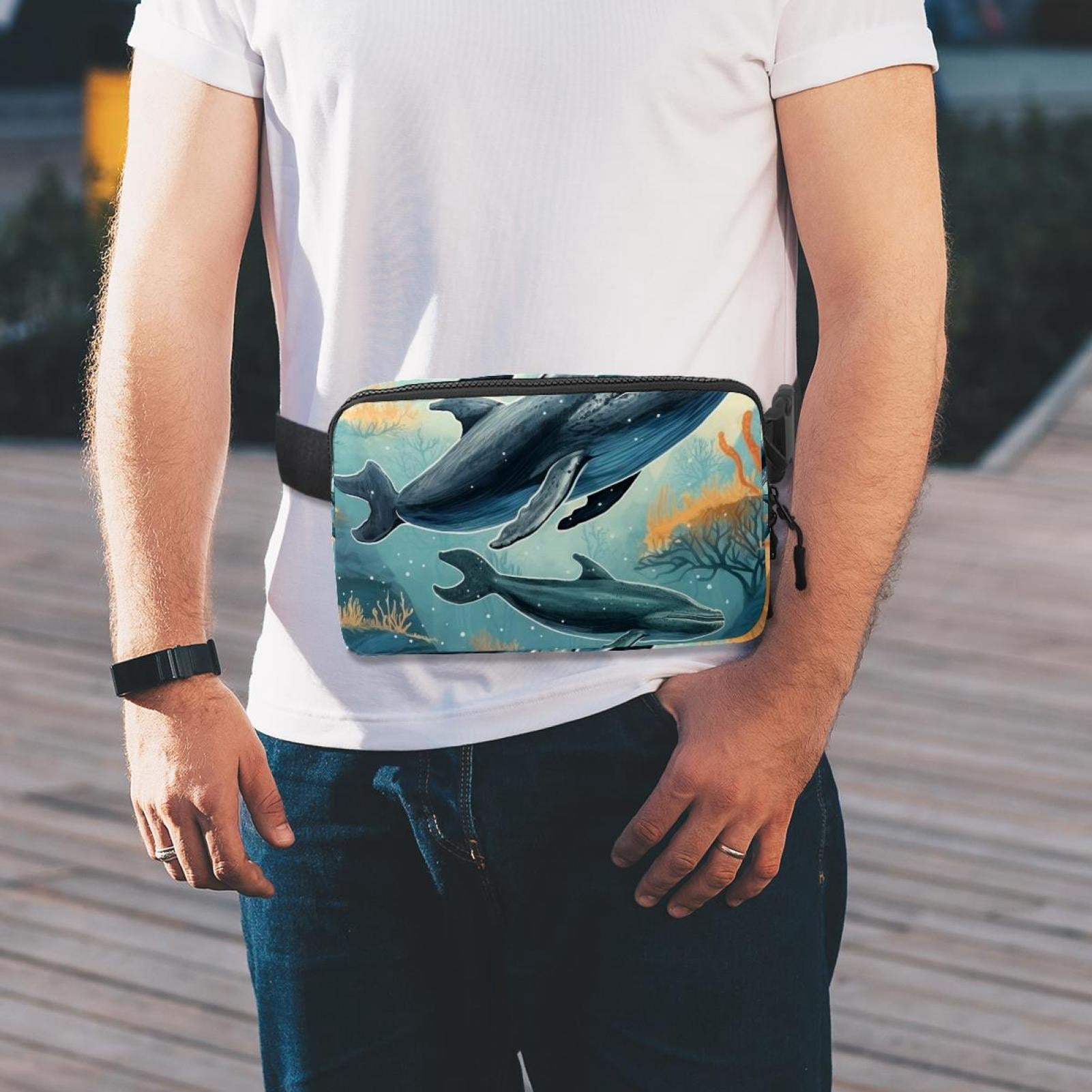 Whales Running Belt Fanny Packs Waist Packs with Extension Strap Unisex Lightweight Adjustable