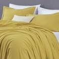 thumbnail image 5 of Chezmoi Collection Solid Yellow 100% Washed Cotton Duvet Cover Set Queen Size, 3-Piece Luxury Soft Breathable Smooth Cooling Comforter Cover with Button Closure, 5 of 9