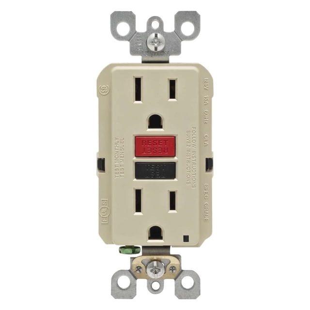 Toma eléctrica Leviton R71-GFNT1-0RI 15A Marfil 4x6 cm