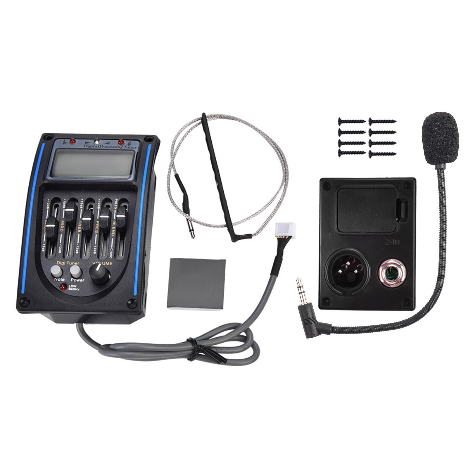 5 Band Preamp EQ Equalizer Piezo Digital Tuner Pickup For Acoustic Guitar