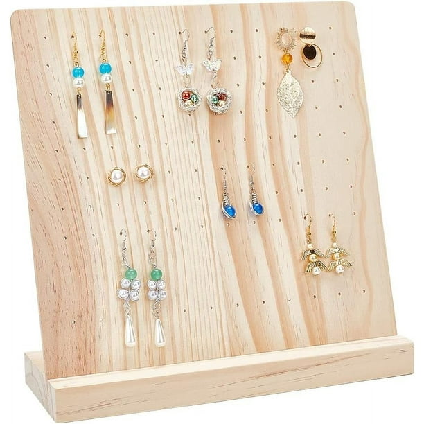 Exhibidor de aretes de madera con 108 orificios, organizador de joyería con bases, soporte para aretes de botón.