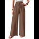 thumbnail image 3 of Pantalones de Salón de Pierna para Mujer, Cintura Alta, Ajustables, con Nudo de Lazo, Holgados. Color Café L, 3 of 10