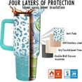 thumbnail image 4 of Grey Canis 40 oz Tumbler Leopard Print Stainless Steel Handle Insulated Cup with Straw, 4 of 6