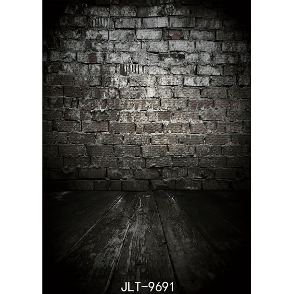 Dilapidated Brick Wall Wooden Floor Background Halloween Darkness Photographic Backdrops for Photoshoot Vinyl Cloth 3D