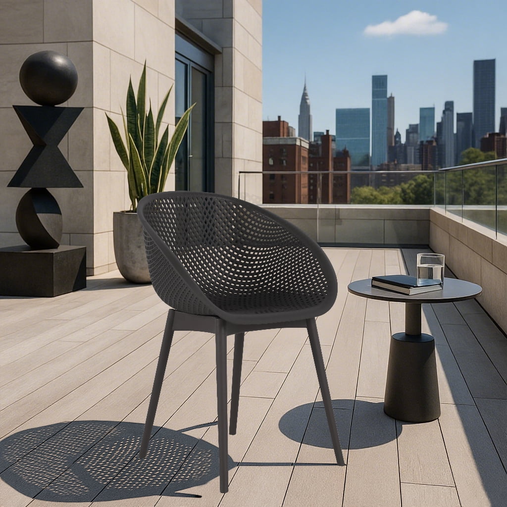 Plastic Lounge Chair, 2 Pack Lightweight Leisure Chair for Patio Beach Garden Backyard, Warm Grey