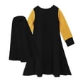 thumbnail image 4 of Otqutp Toddler Kids Baby Girls Long Sleeve Dress Solid Bowknot Casual Princess Dress Hat Birthday Outfit Set Patchwork Clothes for 6M~6T(b-Black,4-5 Years), 4 of 9