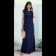 thumbnail image 5 of Vestido Maxi de Verano 2025 para Mujer, Informal, Holgado, con Abertura, Sin Arrugas, con Cuello Redondo y Bolsillos, Color Azul Marino M, 5 of 9