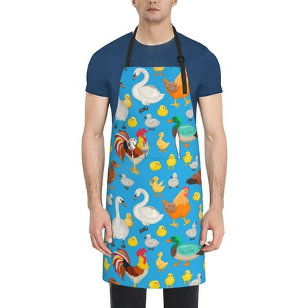 

Lukts Rooster And Chickens Pattern Kitchen Cooking Aprons Adjustable Bib Soft Chef Apron with 2 Pockets for Men Women