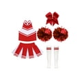 thumbnail image 3 of YiZYiF Girls Cheerleading Costume Outfit Set Sleeveless Top with Pleated Skirt for Stage Performance A Red 8, 3 of 5