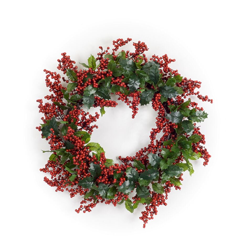 FRESH  AMERICAN HOLLY Christmas Wreath 24" Diameter 