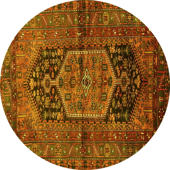 Ahgly Company Indoor Round Persian Yellow Traditional Area Rugs, 7' Round