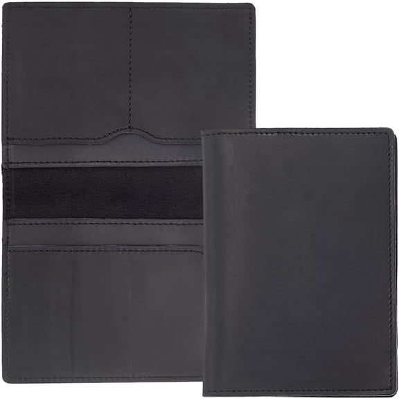 5.6x4/142 * 105mm Black Genuine Leather Passport Holder Crazy Horse Leather Wallet Handmade Passport Cover Rectangle Travel Luggage Case Document Organizer for Men Women Credit Cards Colorful