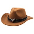 thumbnail image 2 of Wisewang Western Cowboy Hat Men Warm Sun for Protection Hat for Fishing Stage Performance Camel Camel 56cm To 58cm, 2 of 6